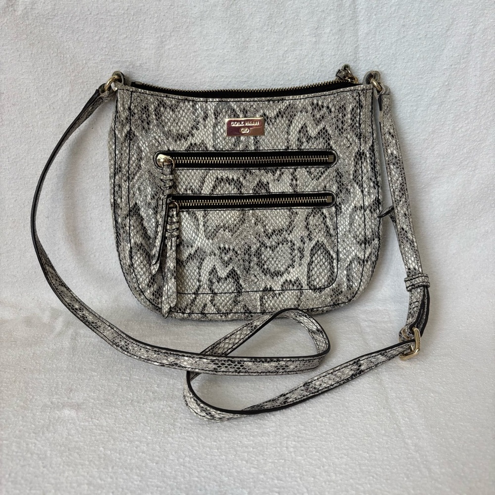 Cole Haan leather Crossbody Bag snakeskin embossed